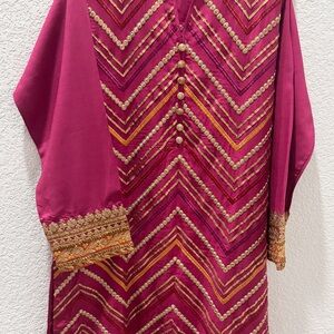 Vibrant Pink and Gold Embroidered 3 piece Suit for Eid/Party
